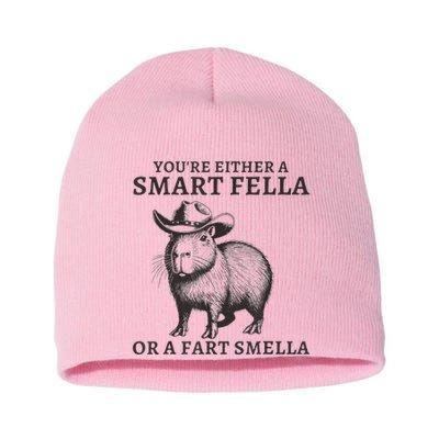 Capybara YouRe Either A Smart Fella Or A Fart Smella Short Acrylic Beanie