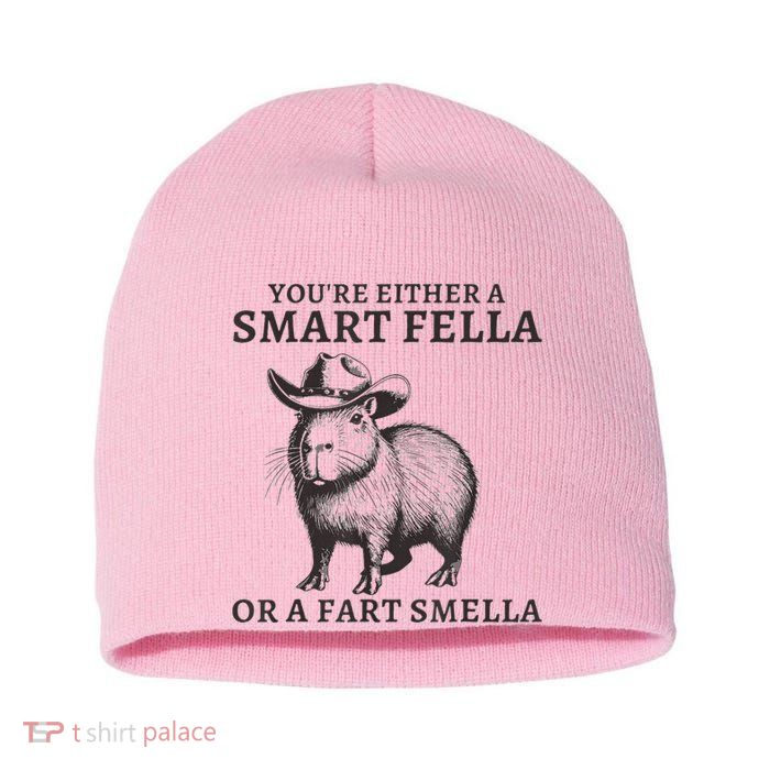 Capybara YouRe Either A Smart Fella Or A Fart Smella Short Acrylic Beanie