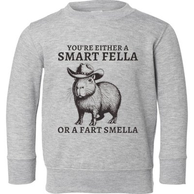 Capybara YouRe Either A Smart Fella Or A Fart Smella Toddler Sweatshirt