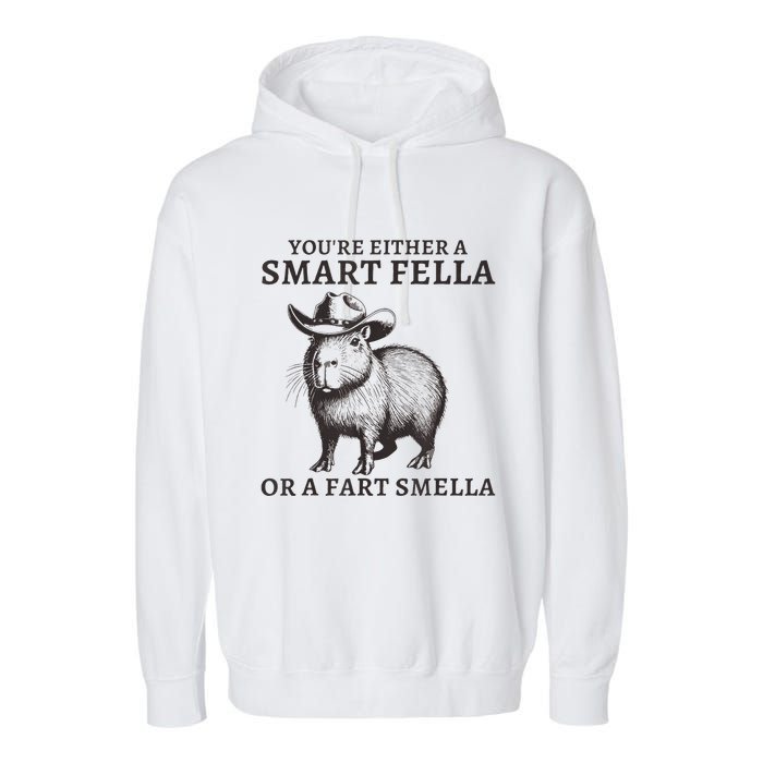 Capybara YouRe Either A Smart Fella Or A Fart Smella Garment-Dyed Fleece Hoodie