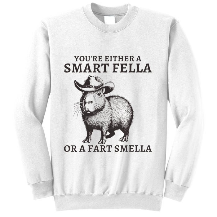 Capybara YouRe Either A Smart Fella Or A Fart Smella Sweatshirt