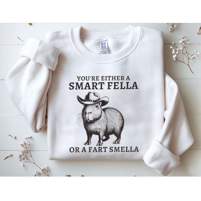Capybara YouRe Either A Smart Fella Or A Fart Smella Sweatshirt