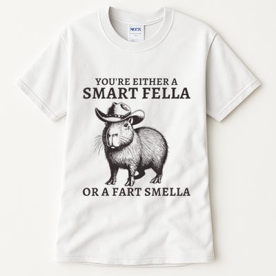 Capybara YouRe Either A Smart Fella Or A Fart Smella Tall T-Shirt