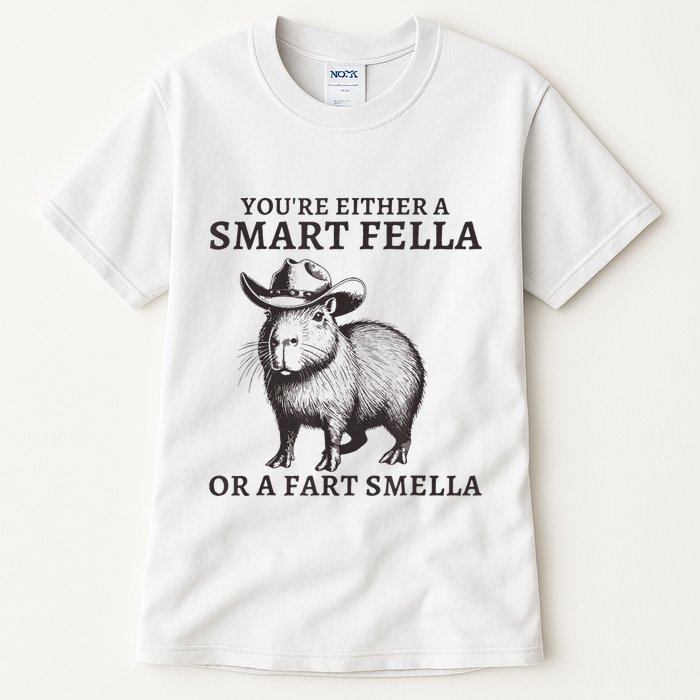 Capybara YouRe Either A Smart Fella Or A Fart Smella Tall T-Shirt