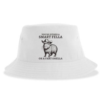 Capybara YouRe Either A Smart Fella Or A Fart Smella Sustainable Bucket Hat