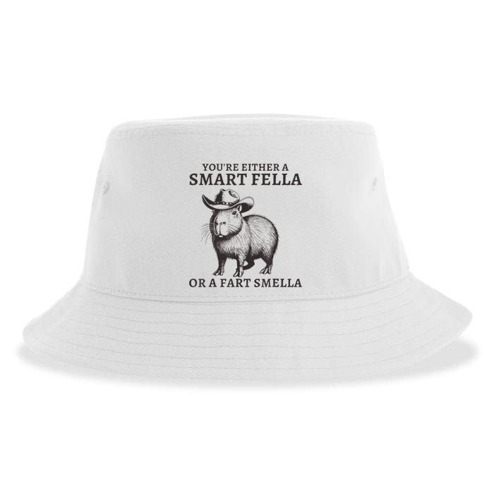 Capybara YouRe Either A Smart Fella Or A Fart Smella Sustainable Bucket Hat