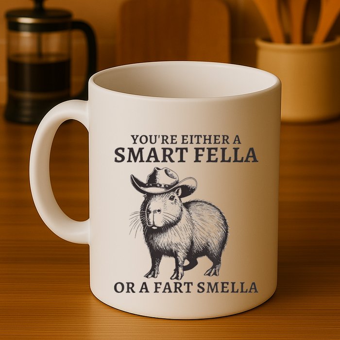 Capybara YouRe Either A Smart Fella Or A Fart Smella Mug