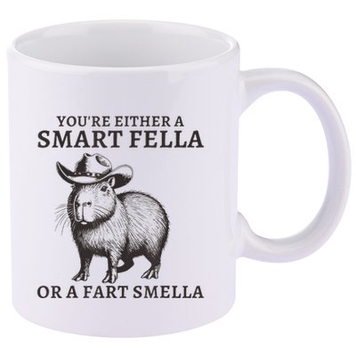 Capybara YouRe Either A Smart Fella Or A Fart Smella 11oz C Handle Ceramic Mug