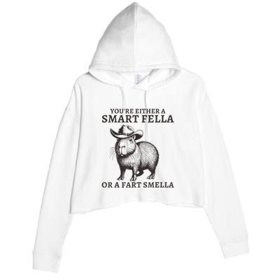 Capybara YouRe Either A Smart Fella Or A Fart Smella Crop Fleece Hoodie