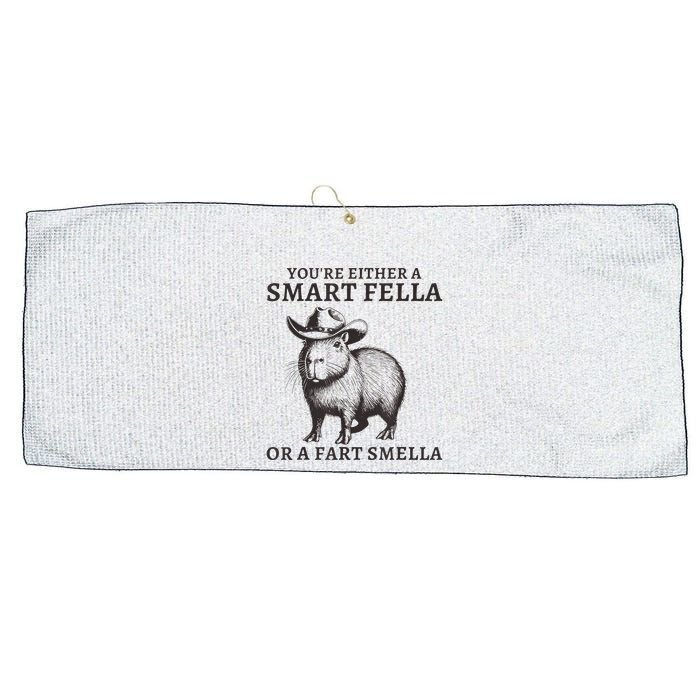 Capybara YouRe Either A Smart Fella Or A Fart Smella Large Microfiber Waffle Golf Towel