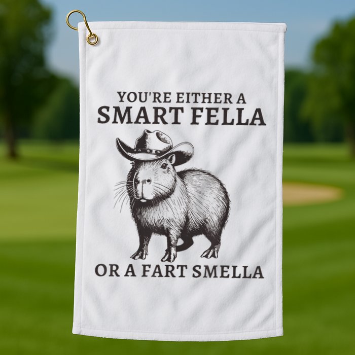 Capybara YouRe Either A Smart Fella Or A Fart Smella Golf Towel