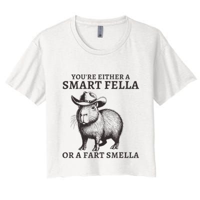 Capybara YouRe Either A Smart Fella Or A Fart Smella Crop Top