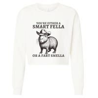 Capybara YouRe Either A Smart Fella Or A Fart Smella Cropped Pullover Crew