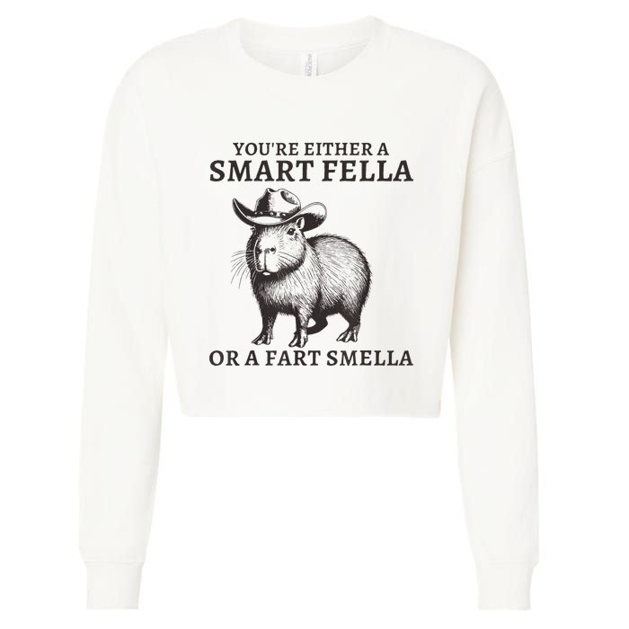 Capybara YouRe Either A Smart Fella Or A Fart Smella Cropped Pullover Crew