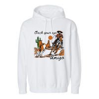 Check Your Ego Amigo Western Vintage Western Cowboy Garment-Dyed Fleece Hoodie