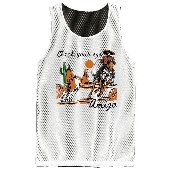 Check Your Ego Amigo Western Vintage Western Cowboy Mesh Reversible Basketball Jersey Tank