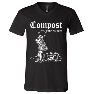 Compost Your Enemies Vintage Dark V-Neck T-Shirt