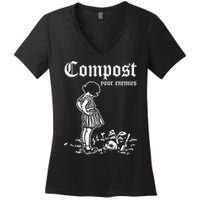 Compost Your Enemies Vintage Dark Women's V-Neck T-Shirt
