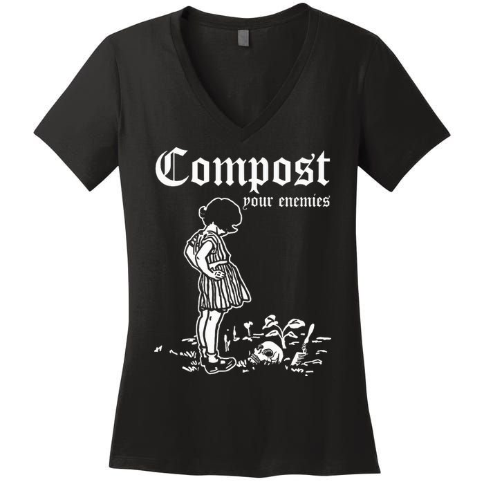 Compost Your Enemies Vintage Dark Women's V-Neck T-Shirt