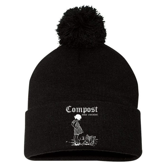 Compost Your Enemies Pom Pom 12in Knit Beanie