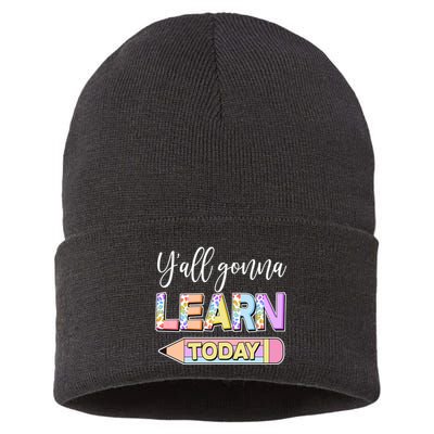 Cute Yall Gonna Learn Today Sustainable Knit Beanie