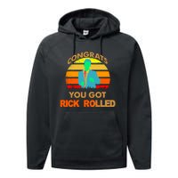 Congrats You Got Rick Rolled Meme Performance Fleece Hoodie