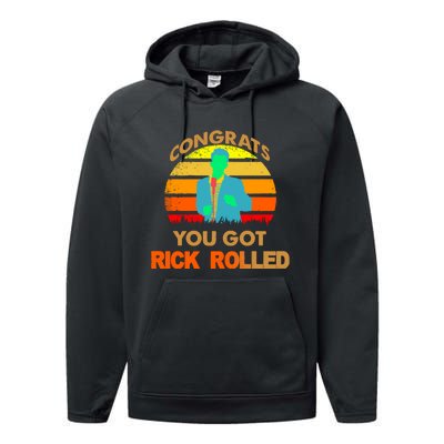 Congrats You Got Rick Rolled Meme Performance Fleece Hoodie