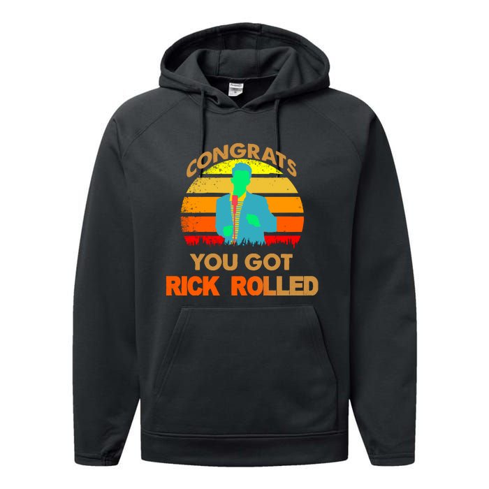 Congrats You Got Rick Rolled Meme Performance Fleece Hoodie