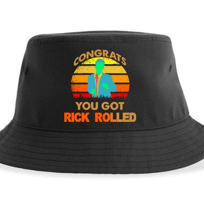 Congrats You Got Rick Rolled Meme Sustainable Bucket Hat