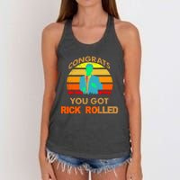 Congrats You Got Rick Rolled Meme Women's Knotted Racerback Tank