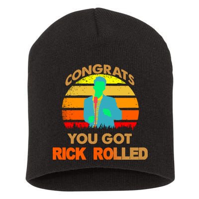Congrats You Got Rick Rolled Meme Short Acrylic Beanie