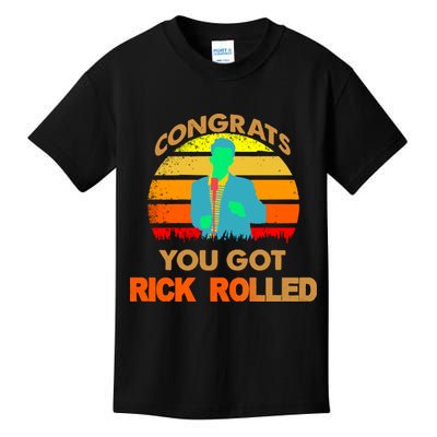 Congrats You Got Rick Rolled Meme Kids T-Shirt