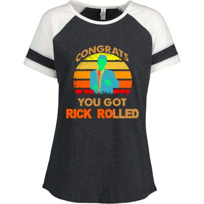 Congrats You Got Rick Rolled Meme Enza Ladies Jersey Colorblock Tee