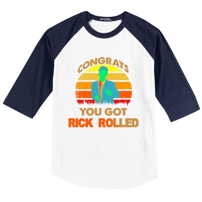 Congrats You Got Rick Rolled Meme Baseball Sleeve Shirt