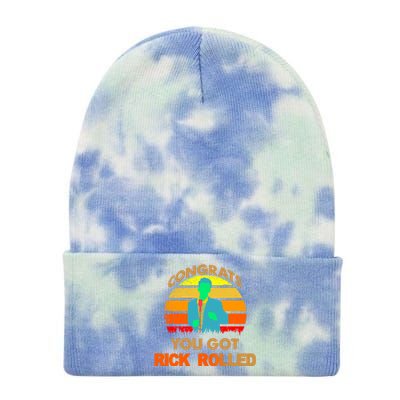 Congrats You Got Rick Rolled Meme Tie Dye 12in Knit Beanie