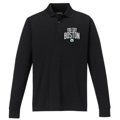 Celtics You Got Boston Performance Long Sleeve Polo