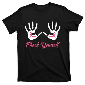 Check Yourself Hands Pink Ribbon Breast Cancer Awareness T-Shirt