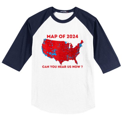 Can You Hear Us Now Map Of 2024 Usa County Election Baseball Sleeve Shirt