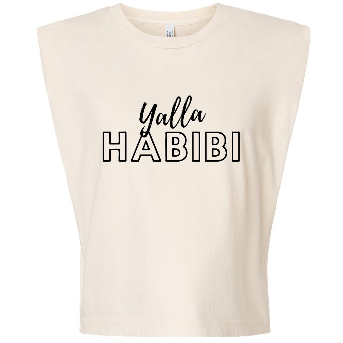 Cool Yalla Habibi Arabic Writing Garment-Dyed Women's Muscle Tee