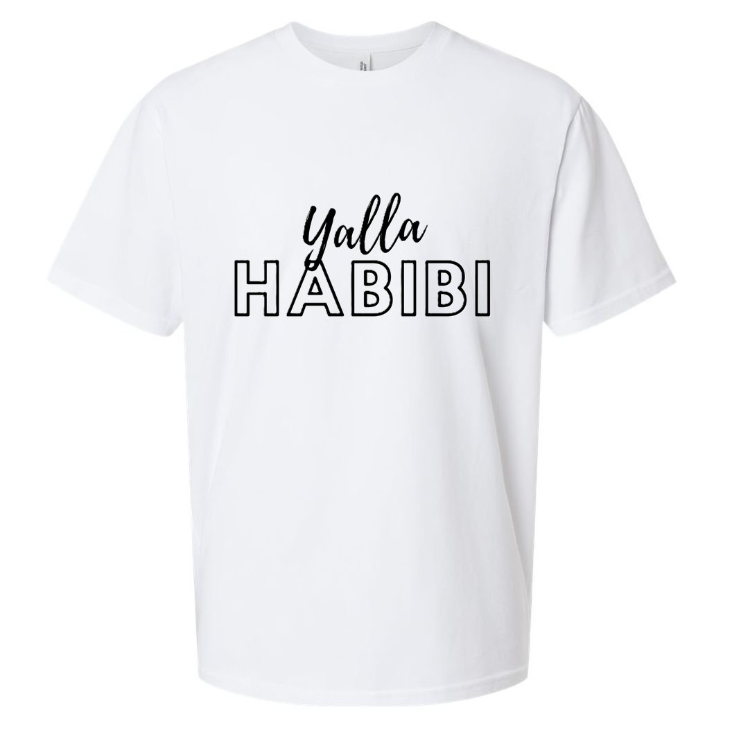 Cool Yalla Habibi Arabic Writing Sueded Cloud Jersey T-Shirt