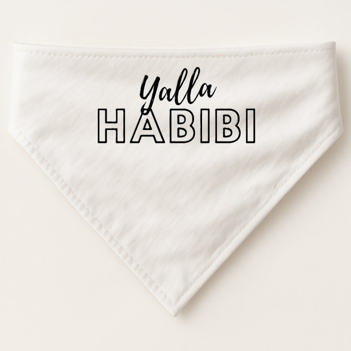 Cool Yalla Habibi Arabic Writing USA-Made Doggie Bandana