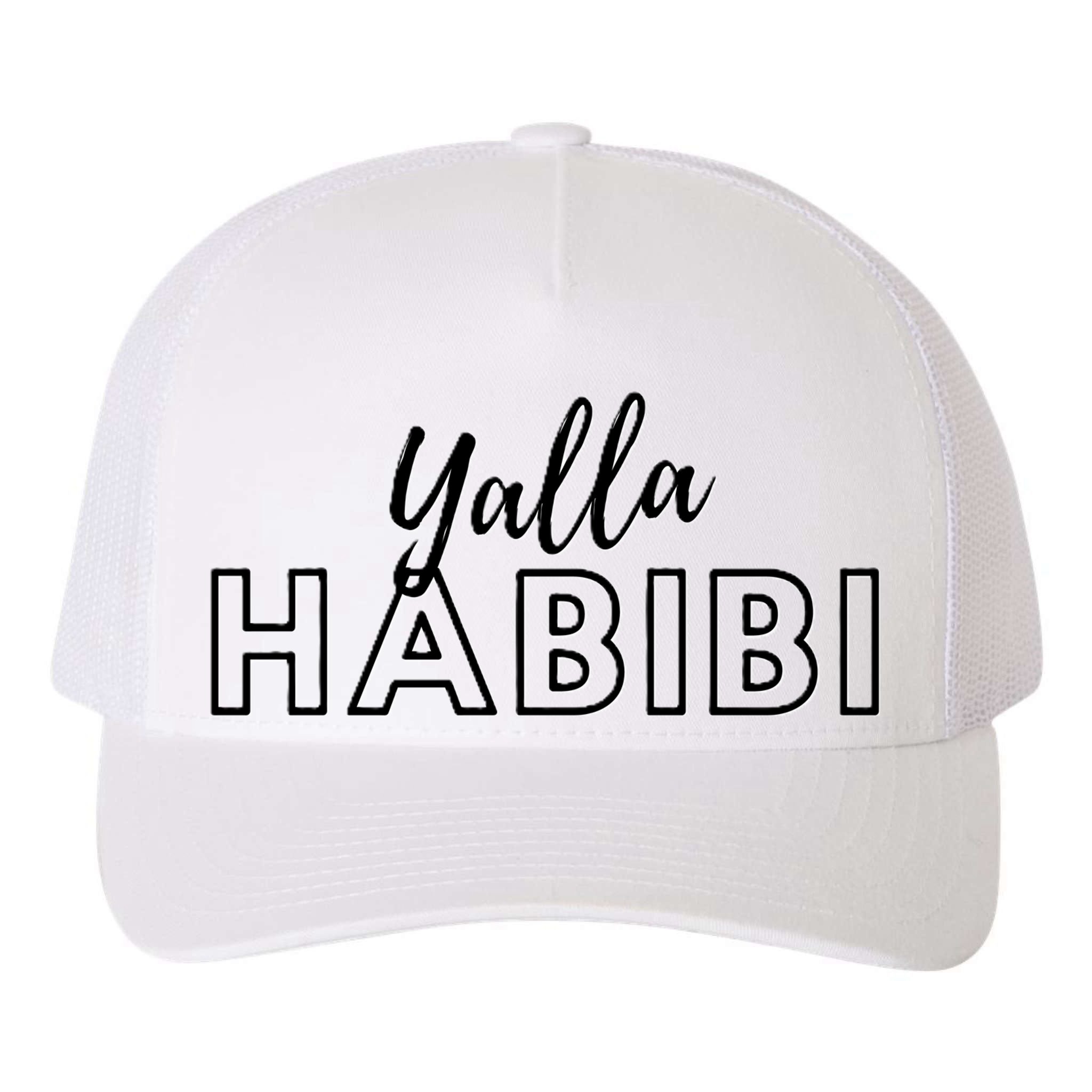 Cool Yalla Habibi Arabic Writing Yupoong Adult 5-Panel Trucker Hat