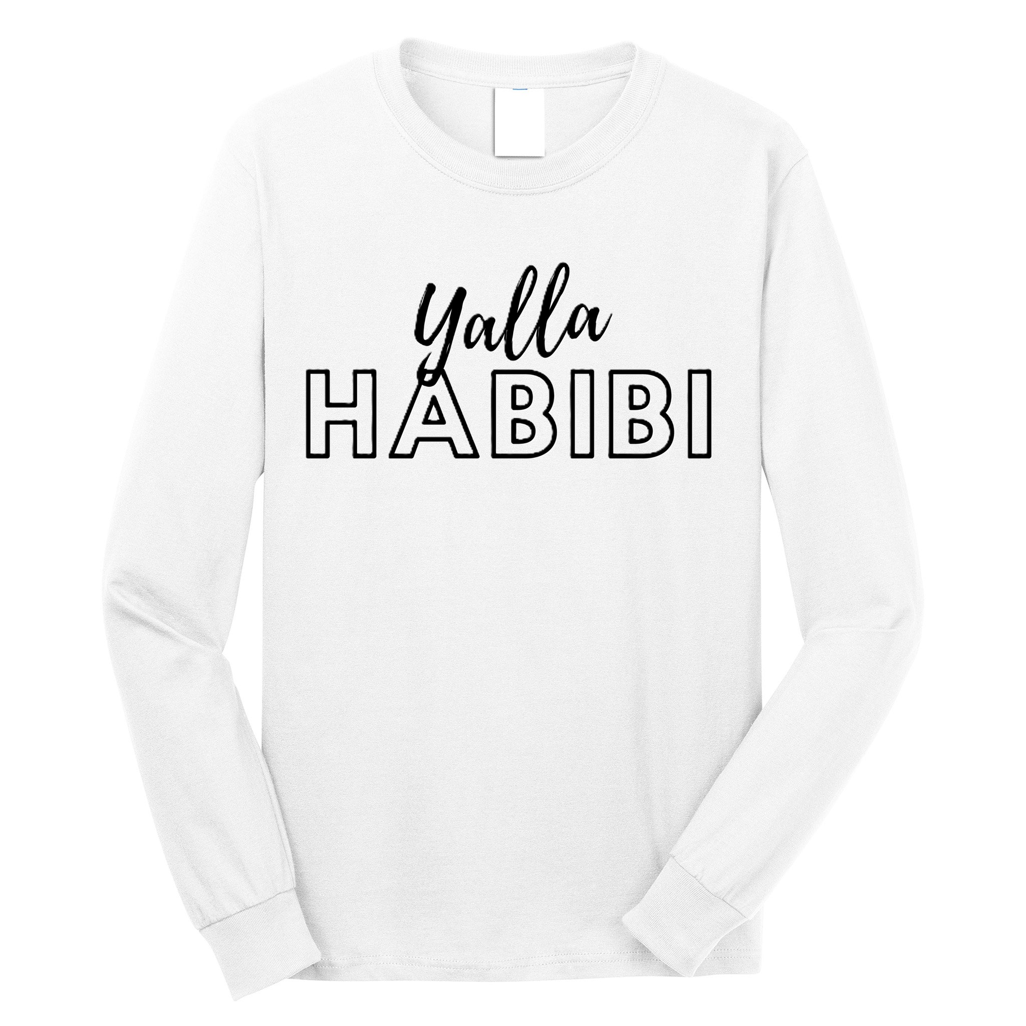 Cool Yalla Habibi Arabic Writing Long Sleeve Shirt