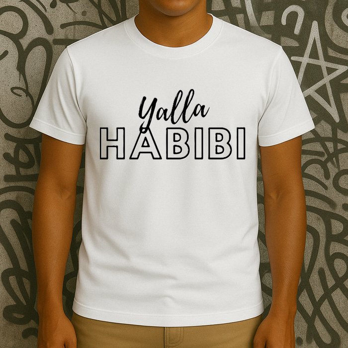 Cool Yalla Habibi Arabic Writing T-Shirt
