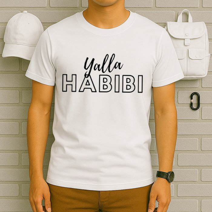 Cool Yalla Habibi Arabic Writing T-Shirt