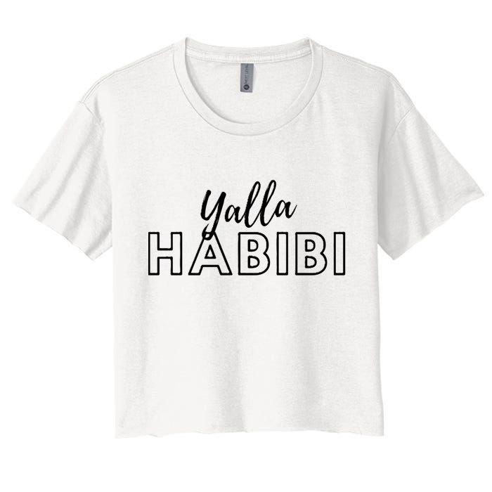 Cool Yalla Habibi Arabic Writing Women's Crop Top Tee