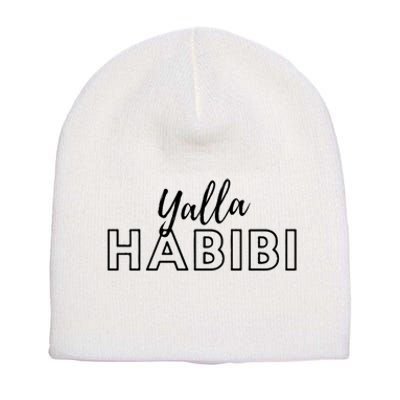 Cool Yalla Habibi Arabic Writing Short Acrylic Beanie