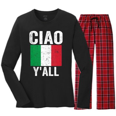 Ciao YAll Italian Slang Italian Saying Women's Long Sleeve Flannel Pajama Set 