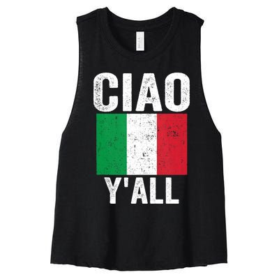 Ciao YAll Italian Slang Italian Saying Women's Racerback Cropped Tank