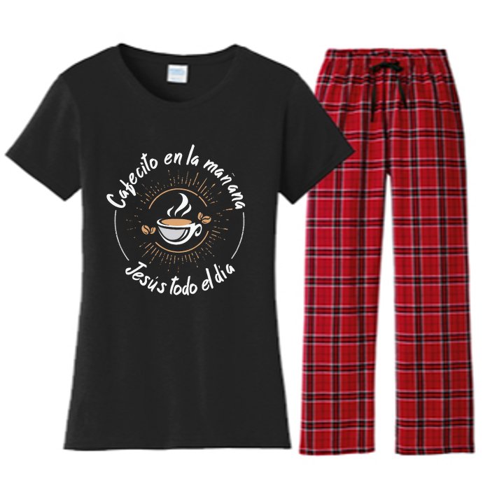 Cafecito Y Jesus Reagalo Cristiano Christian Spanish Women's Flannel Pajama Set